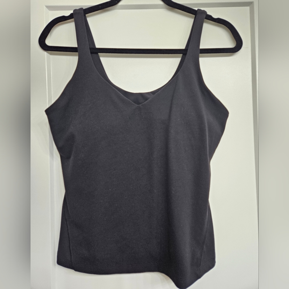 Lululemon Tank Top V Neck w/ Bra Pads, Black, Size 12.